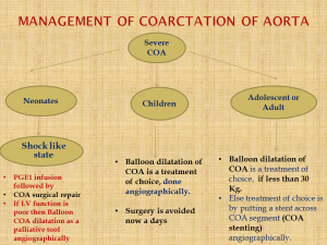 Management of Coarctation of aorta (COA)